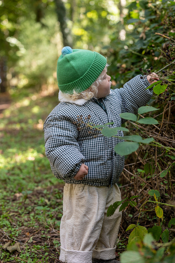 Children's Cashmere Beanie, Fern with Riviera Pom-Pom