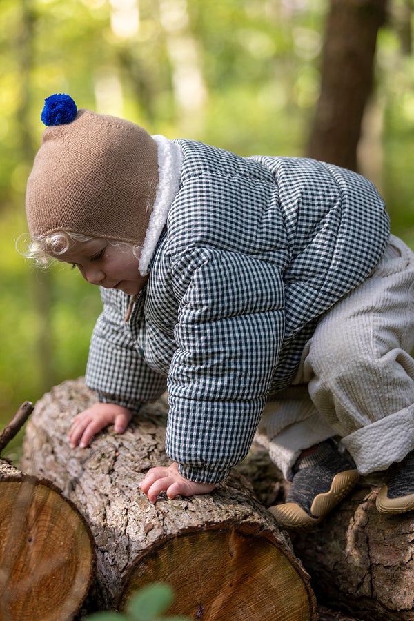 Cashmere Baby Bonnet, Pecan with Titanic Pom