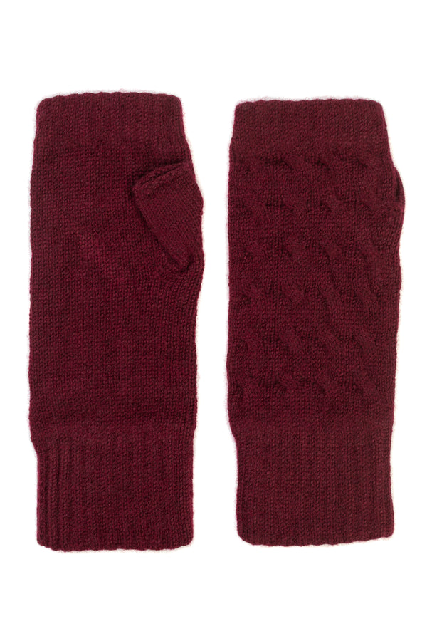 Cable Knit Wrist-Warmers, Damson