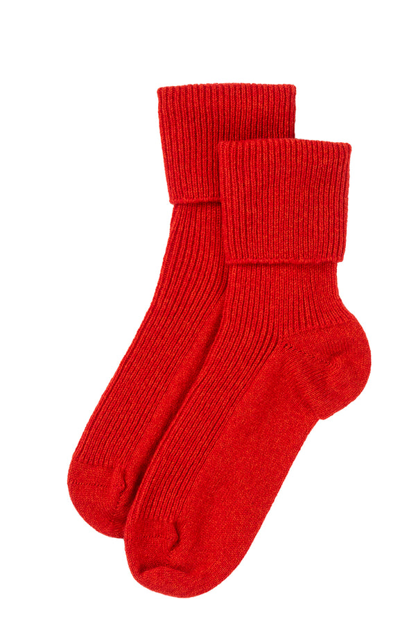 Cashmere Bed Socks, Regal Red