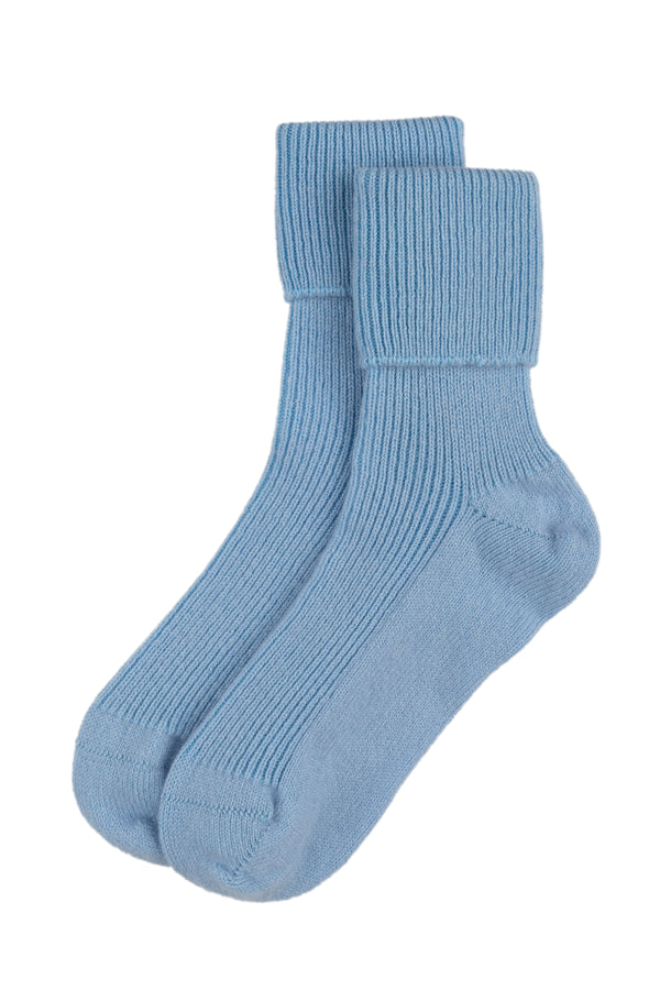 Cashmere Bed Socks, Powder Blue
