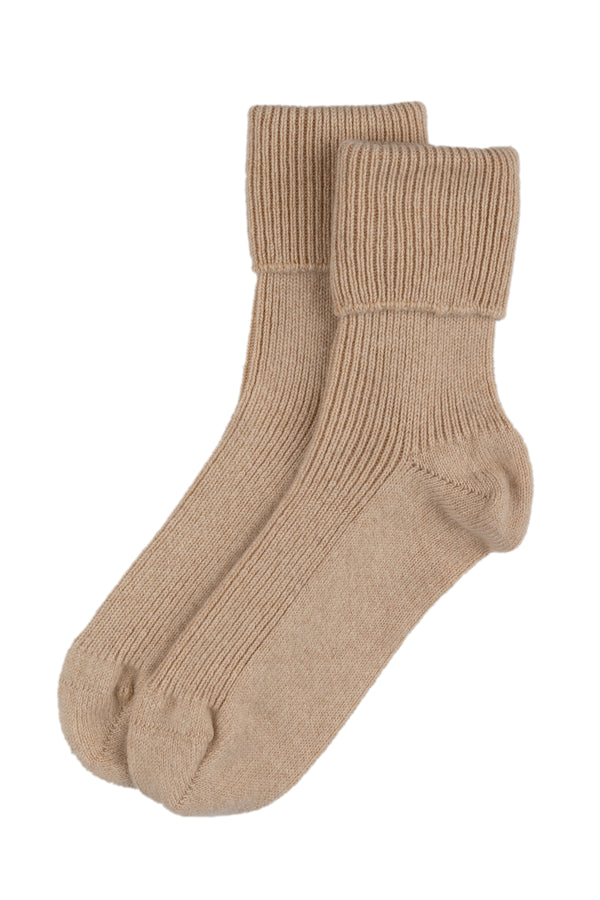 Cashmere Bed Socks, Soft Beige