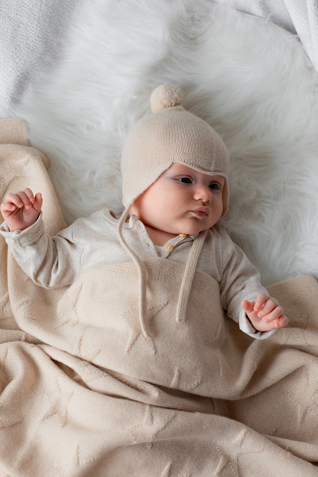 Rosie Sugden Cashmere's Baby Bonnet in Icing Pink