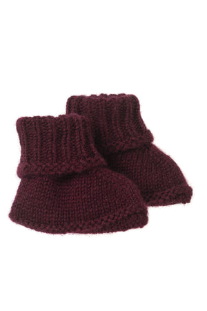 Rosie Sugden Cashmere’s Baby Bootees in Damson