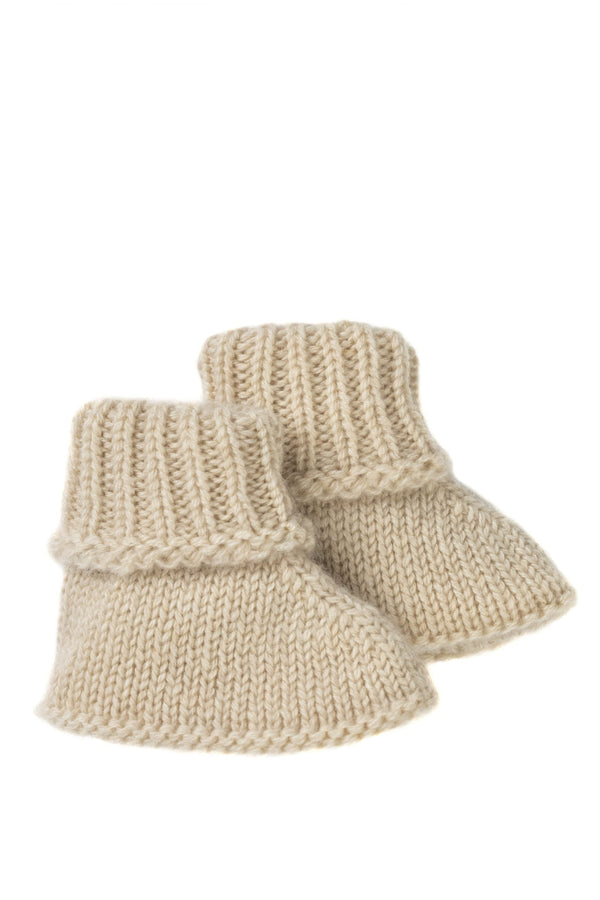 Rosie Sugden Cashmere’s Baby Bootees in Ivory