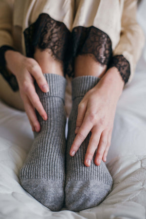 Rosie Sugden Cashmere’s Bed Socks in Heron Grey