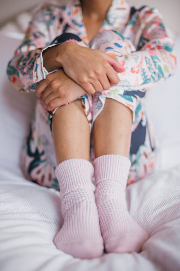 Rosie Sugden Cashmere’s Bed Socks in Icing Pink