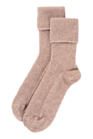 Rosie Sugden Cashmere’s Bed Socks in Pale Pink Speckled Silver Marl