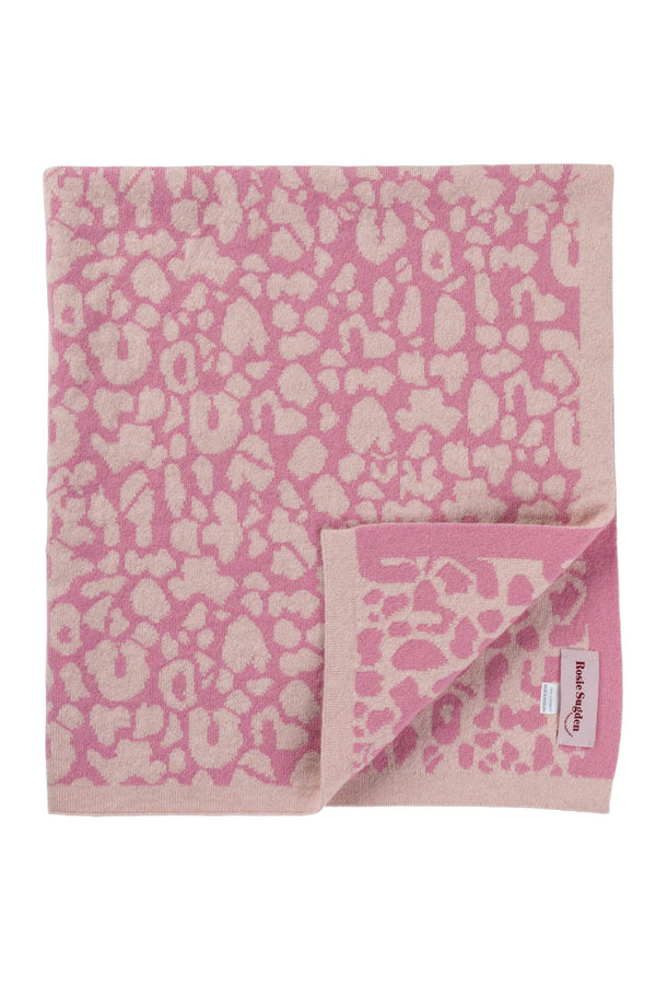 Rosie Sugden Cashmere’s Leopard Baby Blanket in Mhairi & Nymph