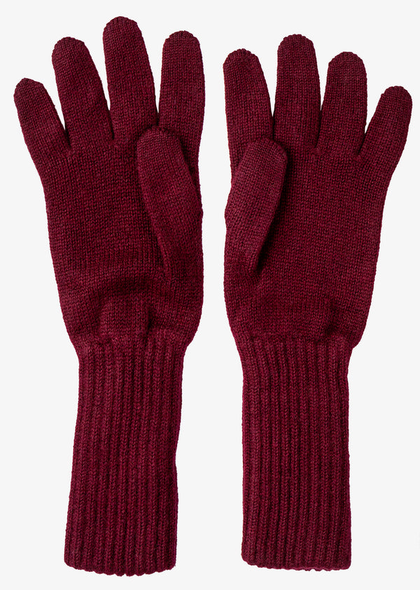 Long Ribbed-Cuff Gloves, Damson