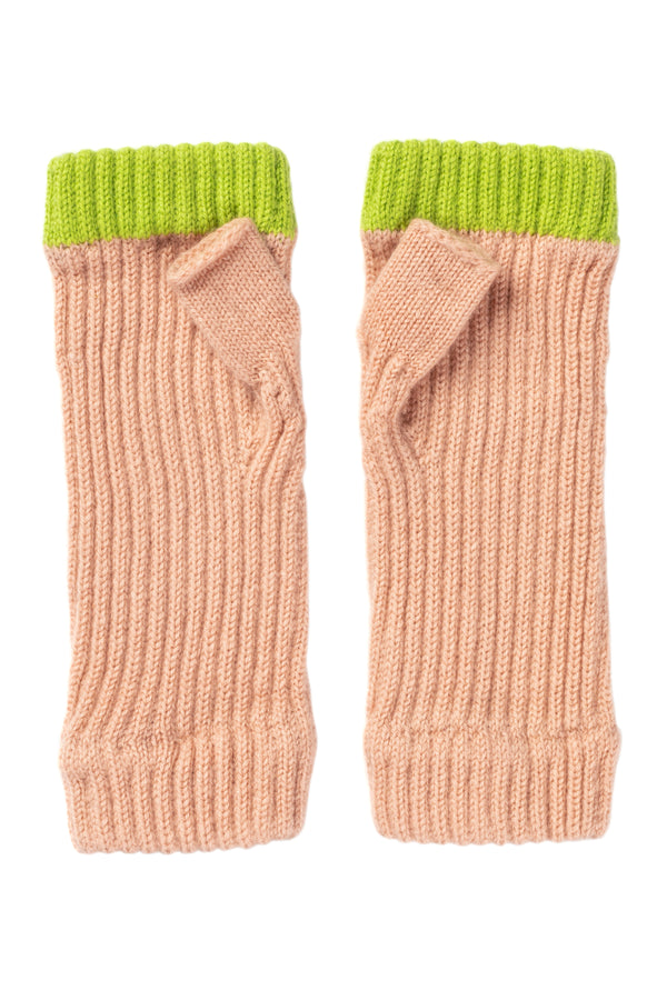 Ribbed contrast trim Wrist Warmers, Coral