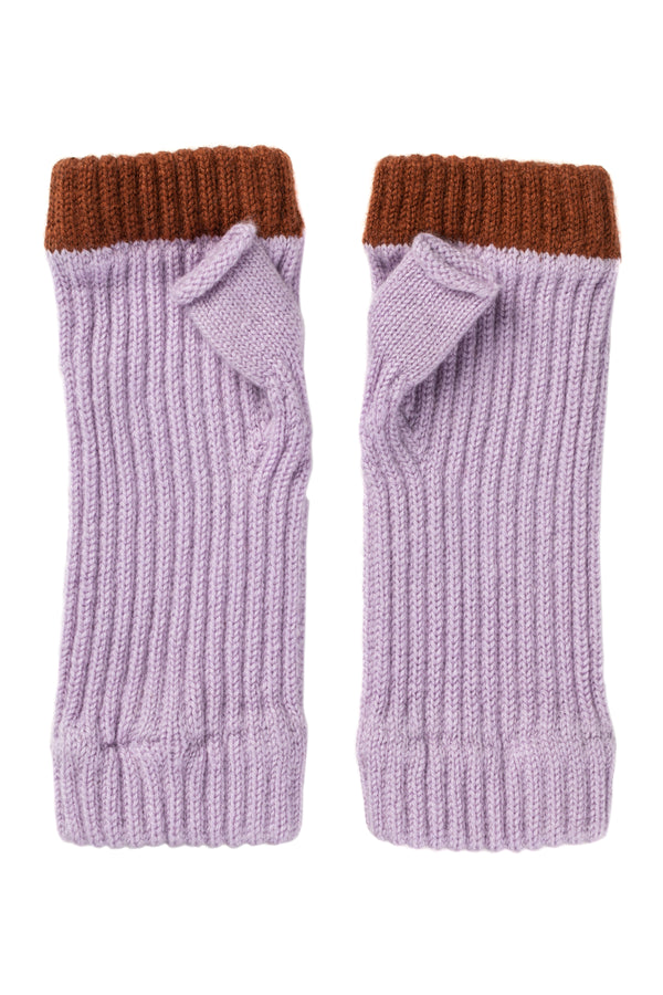 Ribbed contrast trim Wrist Warmers, Lupin