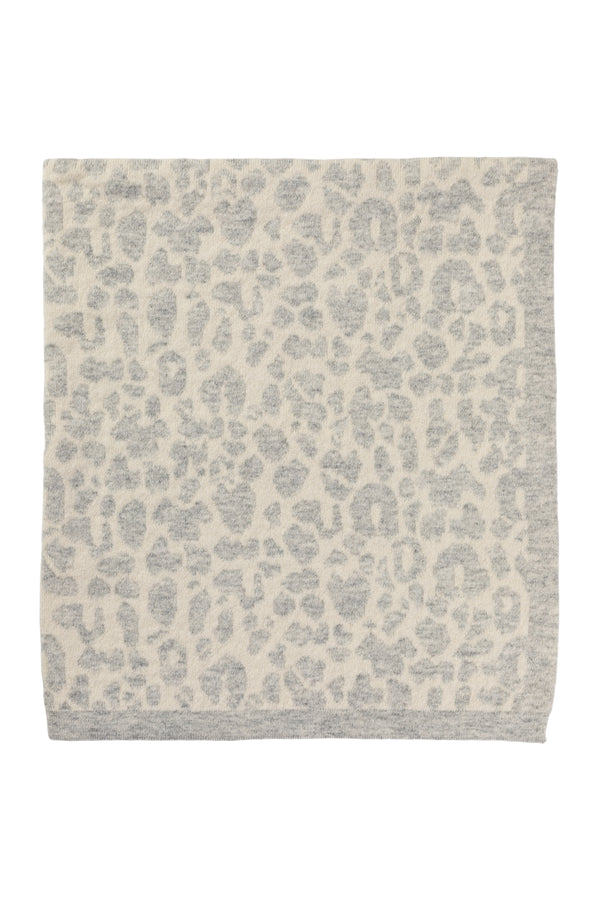 Cashmere Leopard Baby Blanket, Earl Grey & Swan White